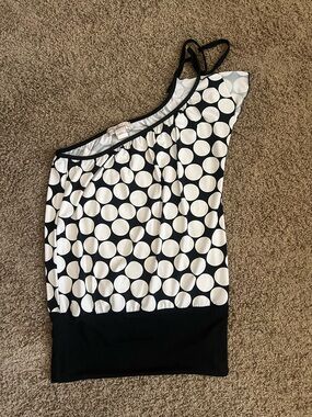 Younique Y2K Black & White Polka Dot One-Shoulder Top
